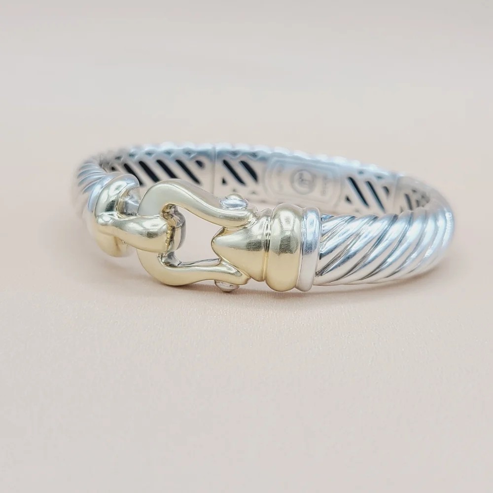 David Yurman 10mm Waverly Cable Bracelet With Gold - Picture 2 of 14